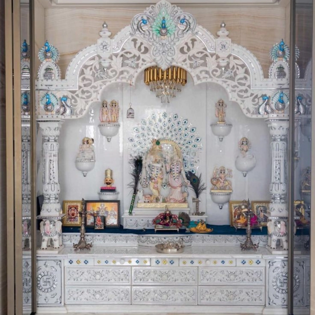 Radha Krishna Artwork Mandir - Marble Temple by OM ART and CRAFT