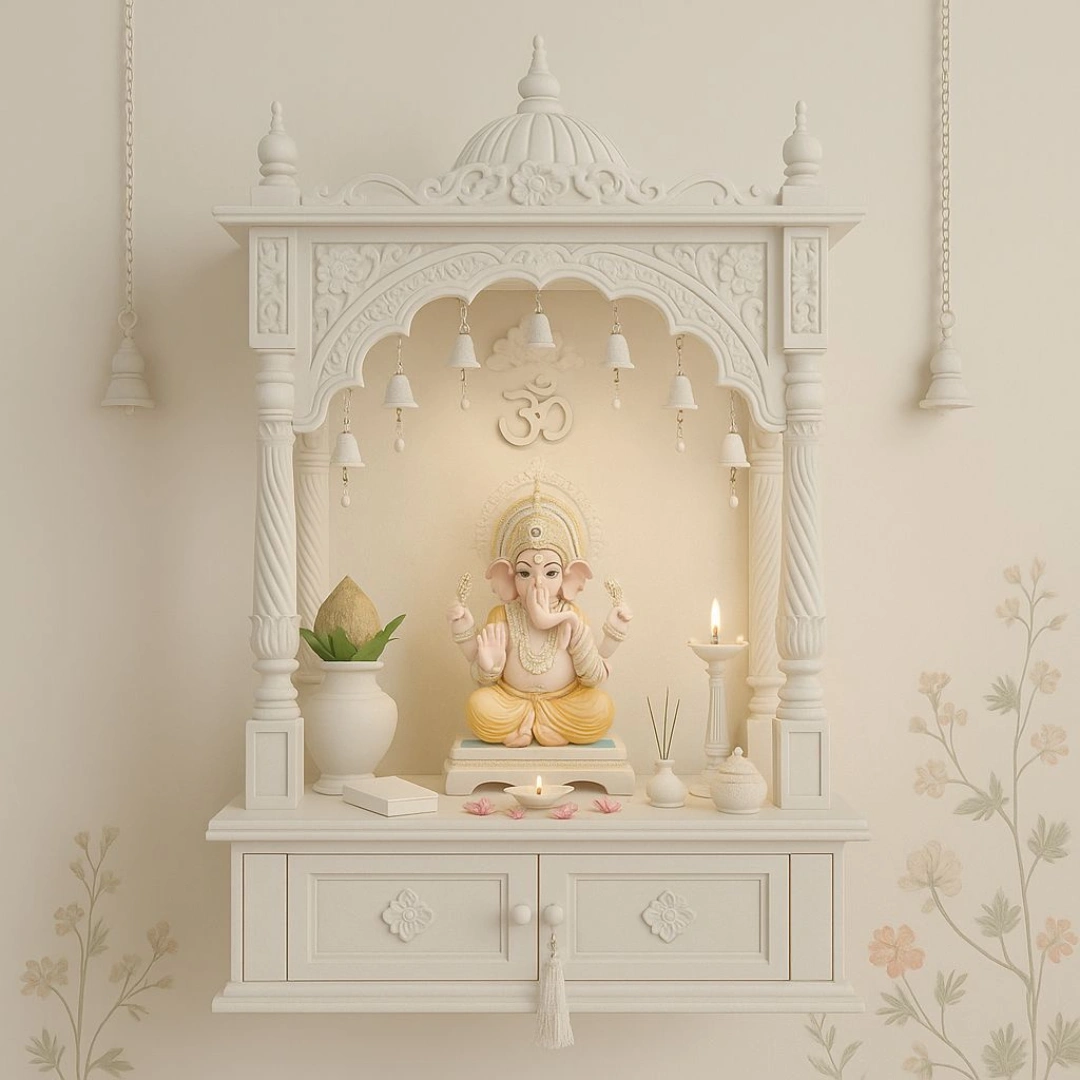 Handcrafted Ganesh Marble Mandir - Marble Temple by OM ART and CRAFT