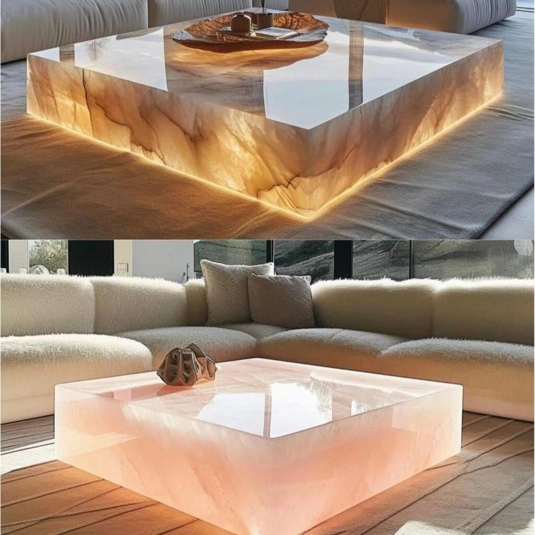 Luxury Indoor Glowing Marble Table - Marble Centre Table by OM ART and CRAFT