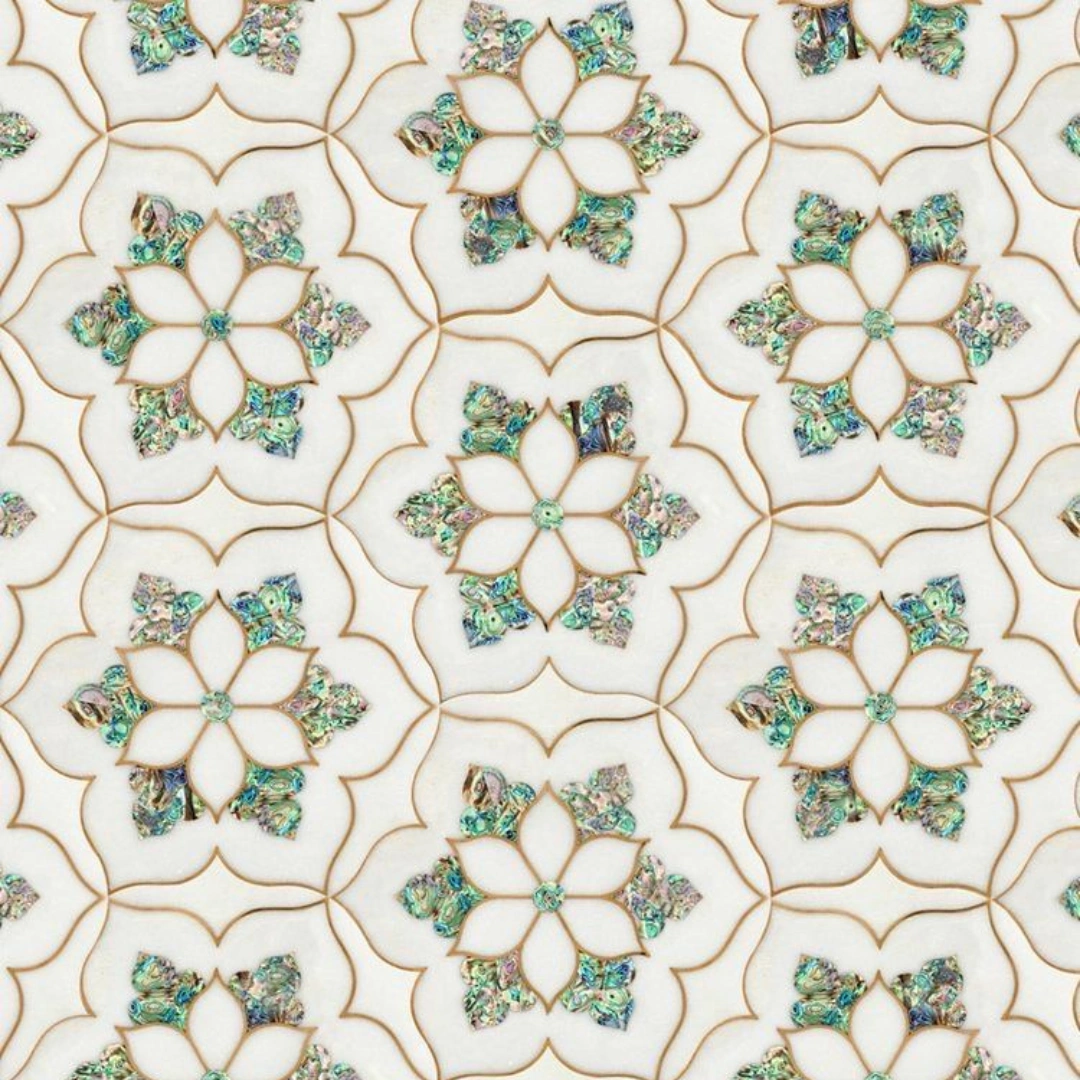 Brass Marble Flooring - Mother Pearl Inlay Work by OM ART and CRAFT