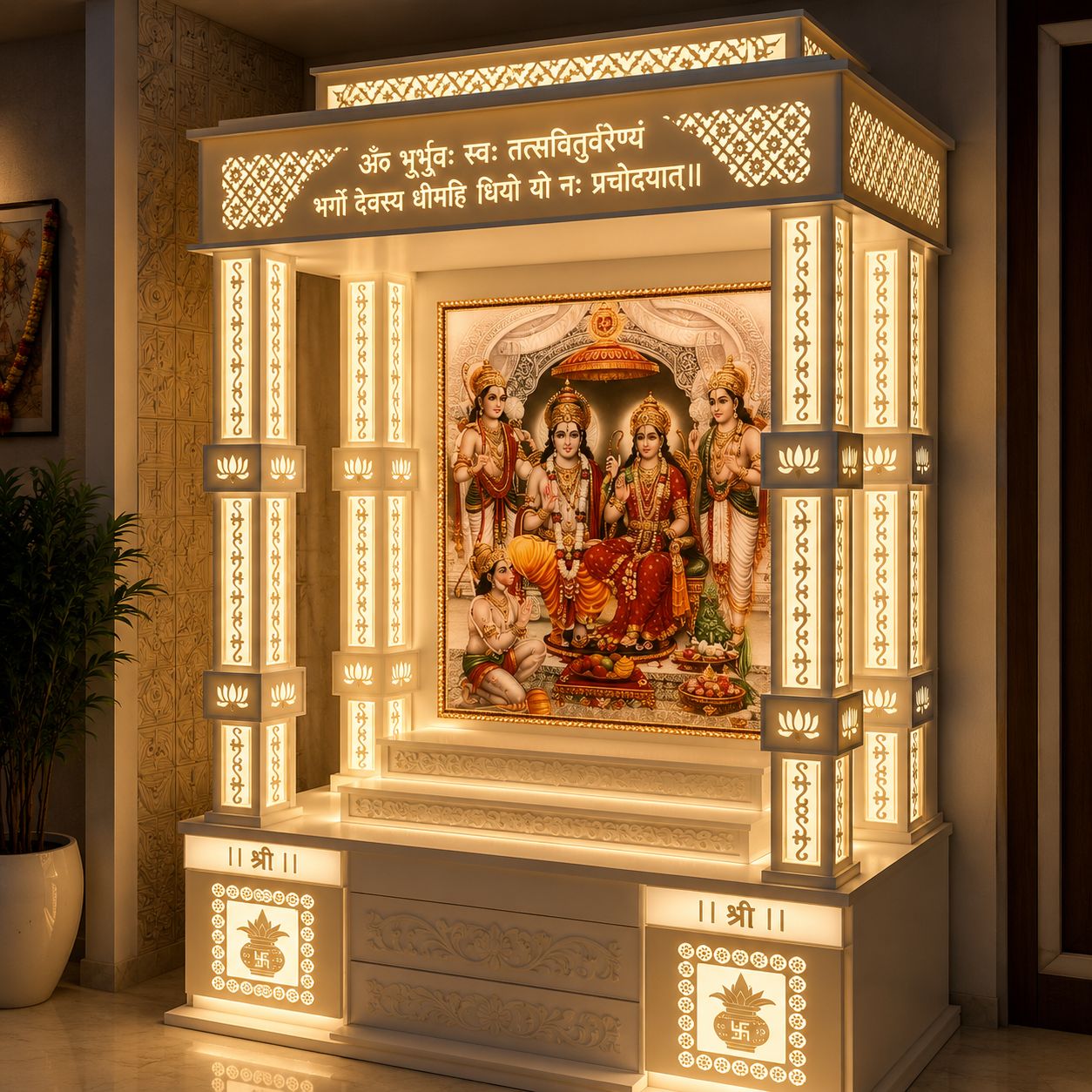 Ram Darbar Home Temple - Marble Temple by OM ART and CRAFT