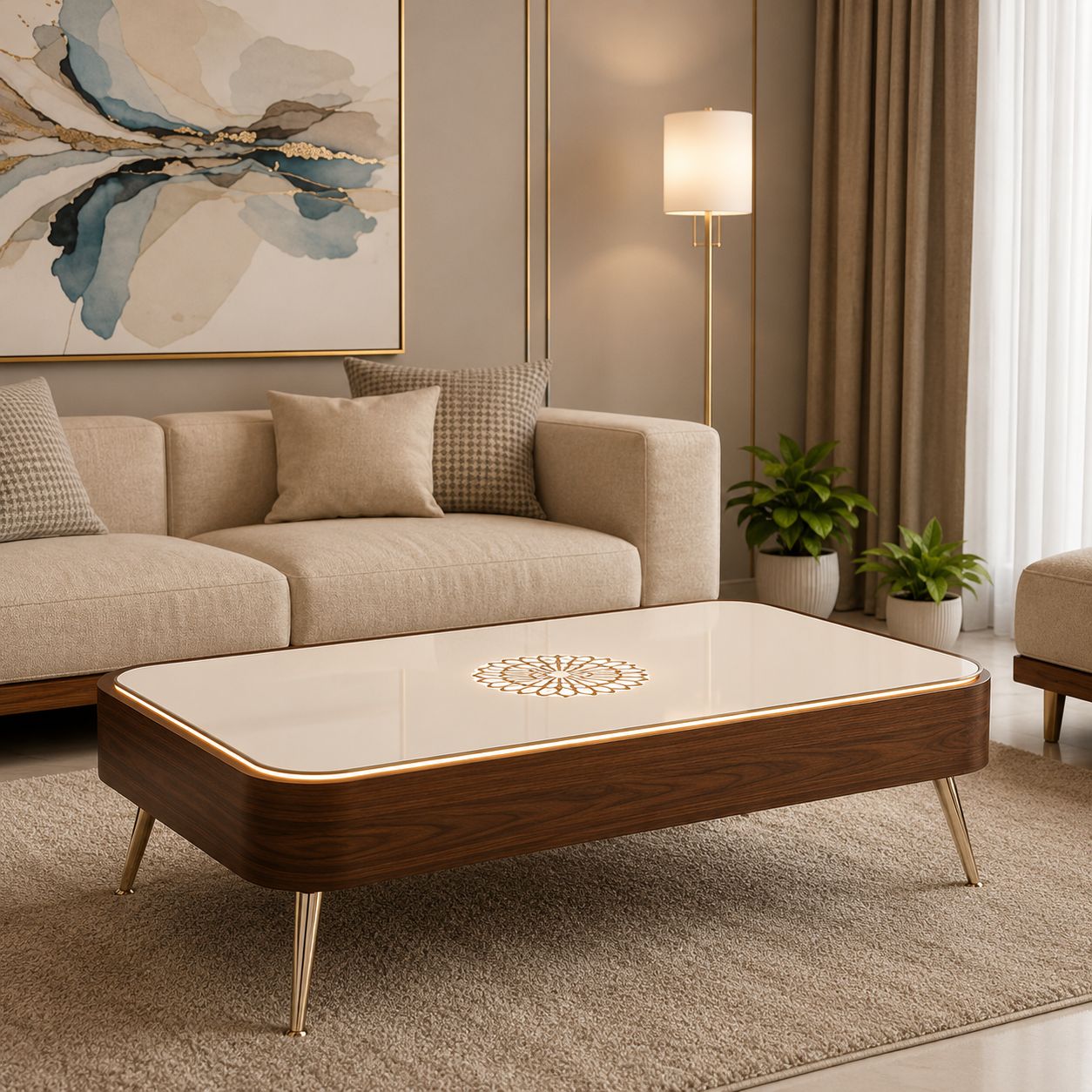 Mapa Ply with White Onyx Top Center Table